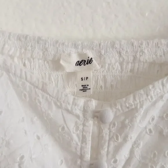 Aerie White Eyelet Babydoll Blouse Size Small - Picture 5 of 7